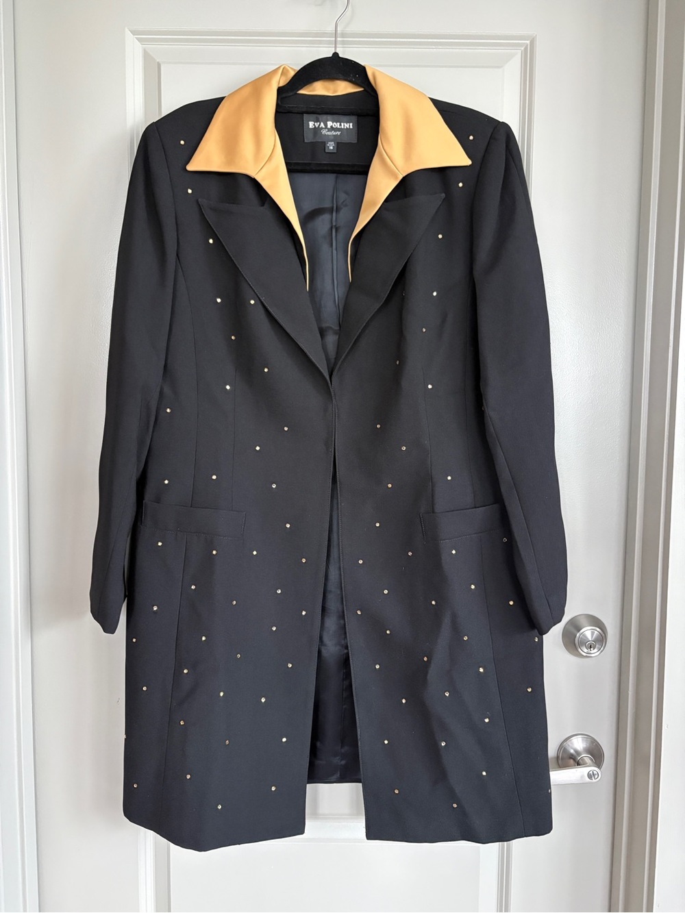 Eva Polini Couture Vintage Black Gold Studded Jacket 16